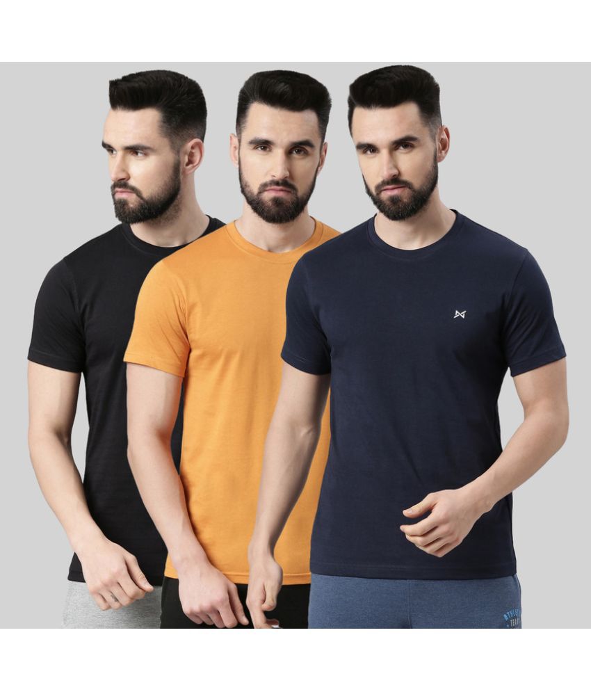     			Force NXT Cotton Blend Regular Fit Solid Half Sleeves Men's T-Shirt - Multicolor ( Pack of 3 )