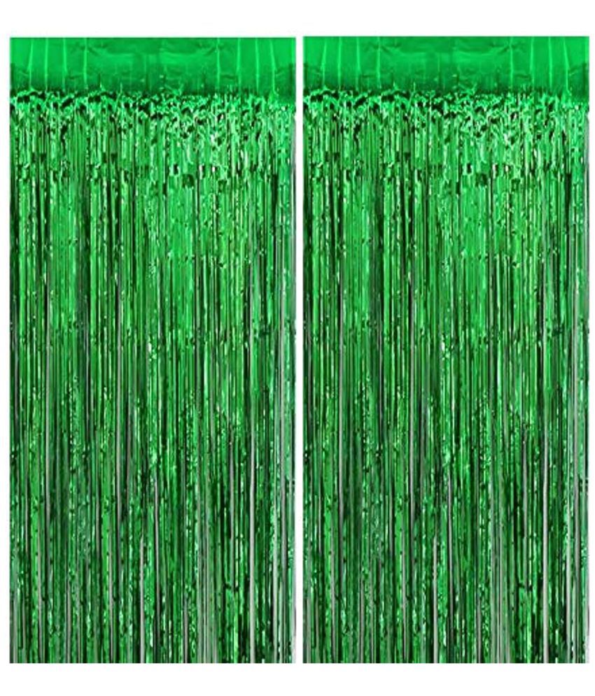     			Fringe Green Foil Curtain (Pack of 2) for Backdrop Birthday Anniversary Wedding Bachelorette Party Decoration, Kit, Combo