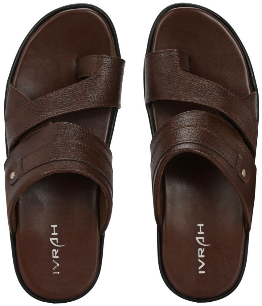     			IVRAH Brown Men's Leather Slipper