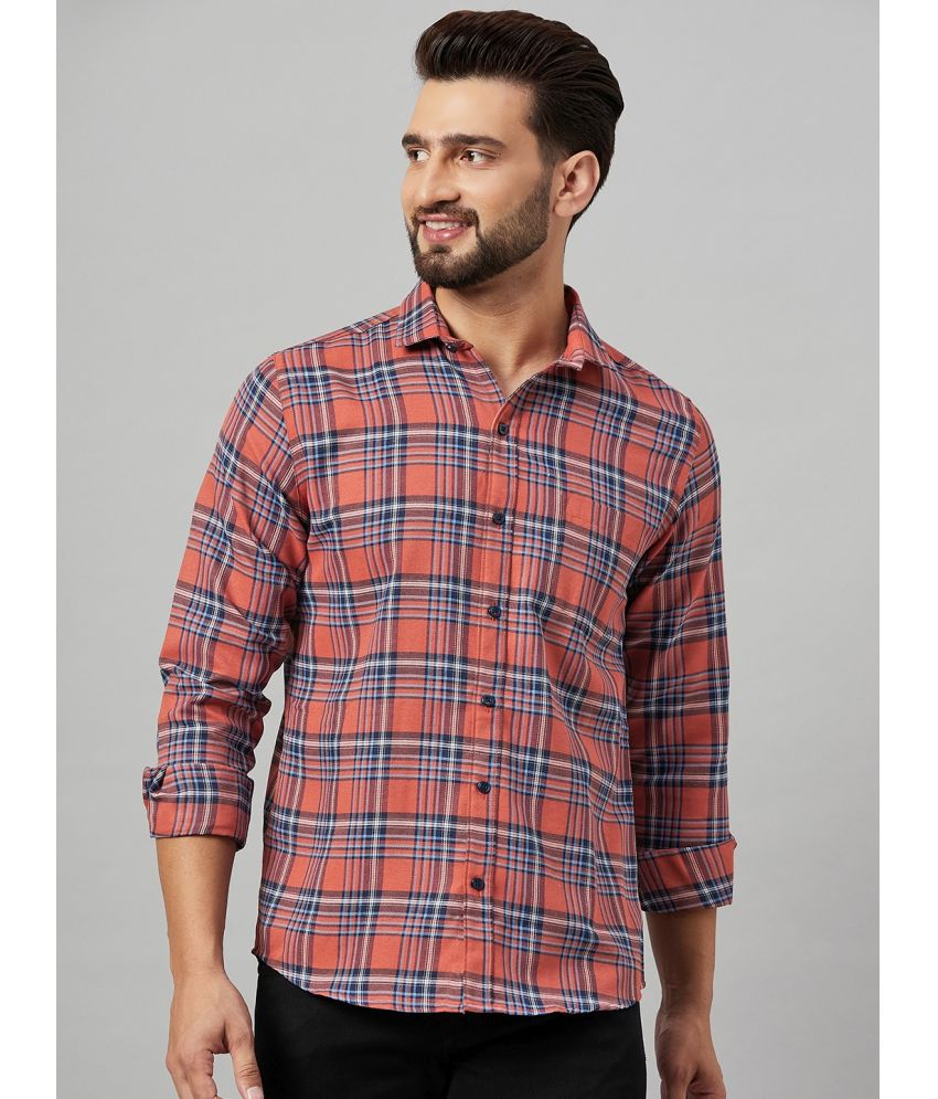     			KIBIT Cotton Blend Slim Fit Checks Full Sleeves Men's Casual Shirt - Rust ( Pack of 1 )