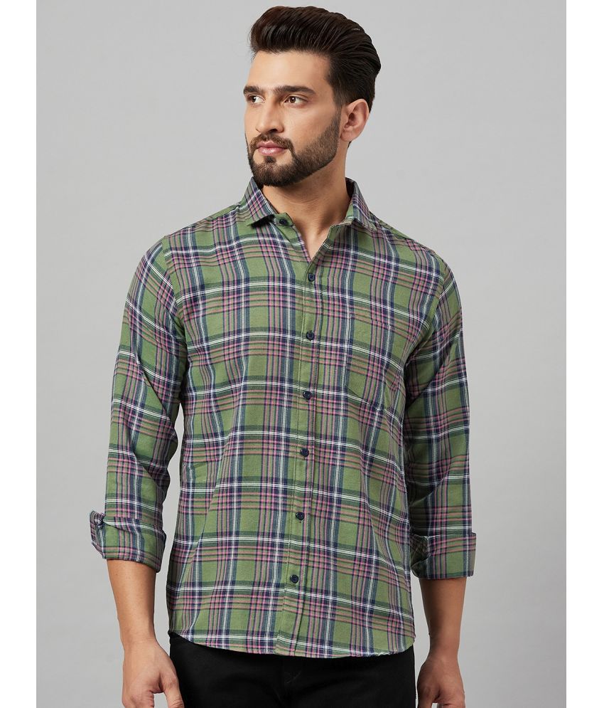     			KIBIT Cotton Blend Slim Fit Checks Full Sleeves Men's Casual Shirt - Green ( Pack of 1 )