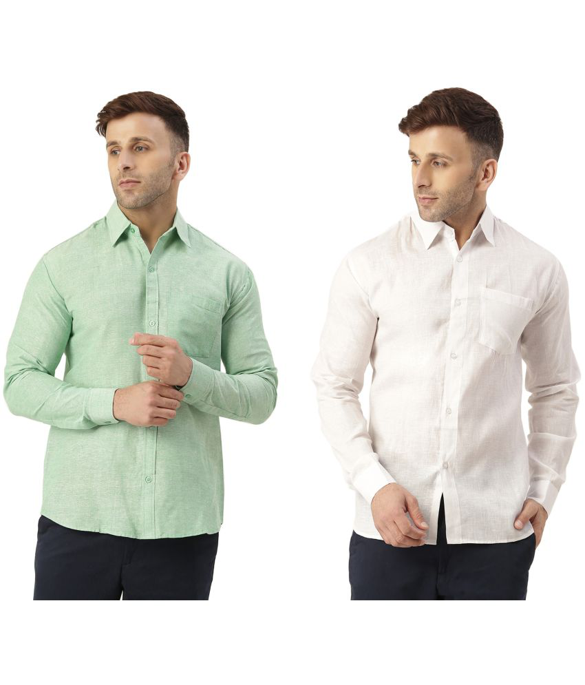     			KLOSET By RIAG 100% Cotton Regular Fit Self Design Full Sleeves Men's Casual Shirt - White ( Pack of 2 )