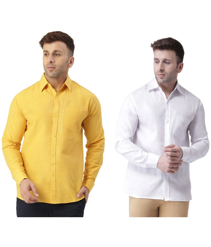     			KLOSET By RIAG 100% Cotton Regular Fit Solids Full Sleeves Men's Casual Shirt - Off White ( Pack of 2 )