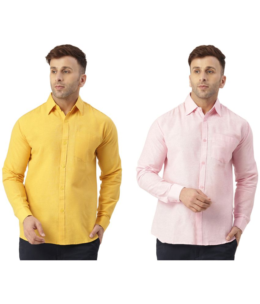     			KLOSET By RIAG 100% Cotton Regular Fit Solids Full Sleeves Men's Casual Shirt - Pink ( Pack of 2 )