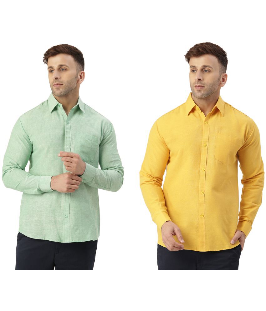     			KLOSET By RIAG 100% Cotton Regular Fit Solids Full Sleeves Men's Casual Shirt - Mustard ( Pack of 2 )