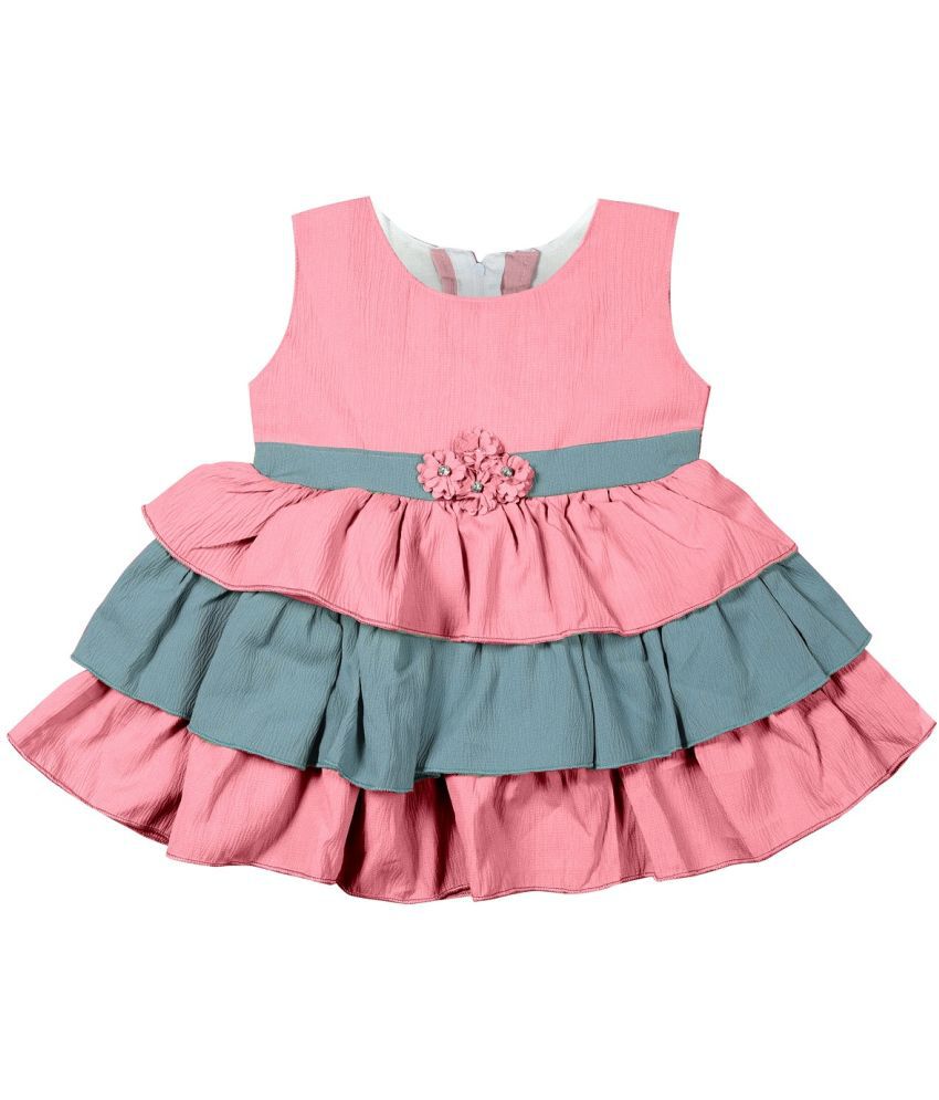     			LITTLE PANDA Pink Crepe Baby Girl Frock ( Pack of 1 )