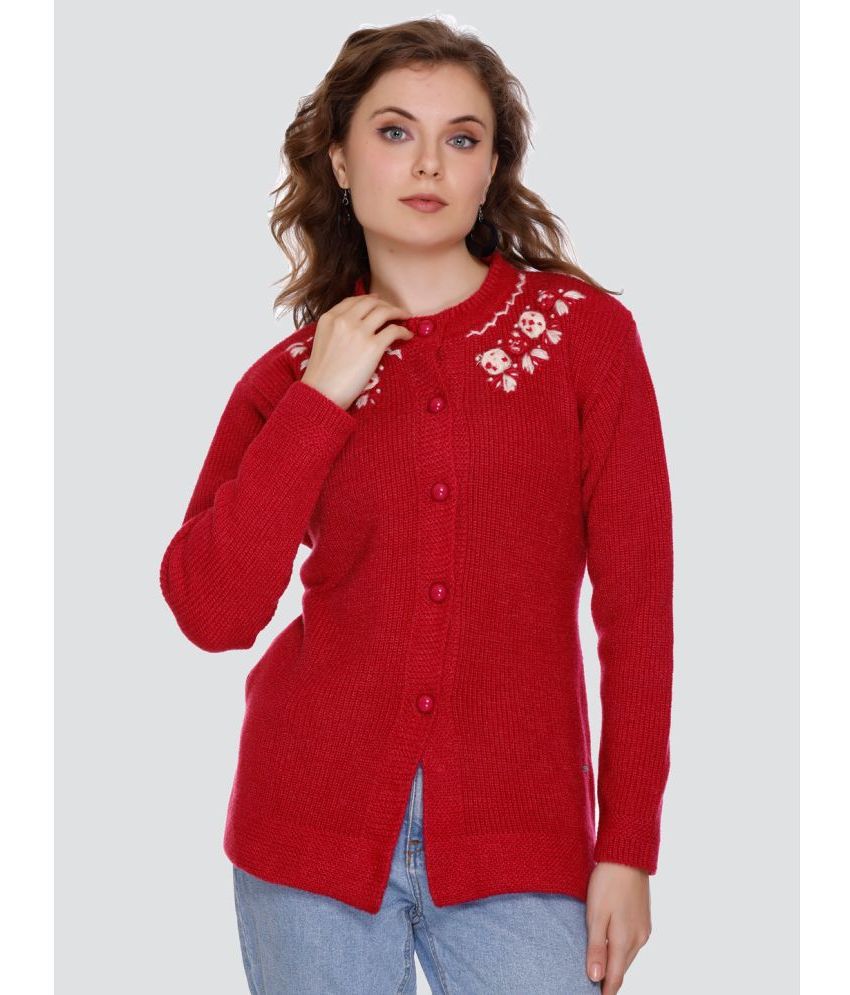     			Nitsline Acrylic Regular Collar Women's Buttoned Cardigans - Red ( Single )