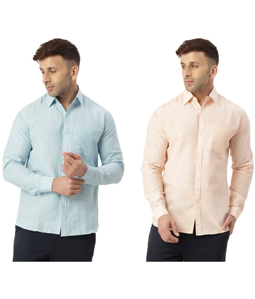     			RIAG 100% Cotton Regular Fit Solids Full Sleeves Men's Casual Shirt - Peach ( Pack of 2 )