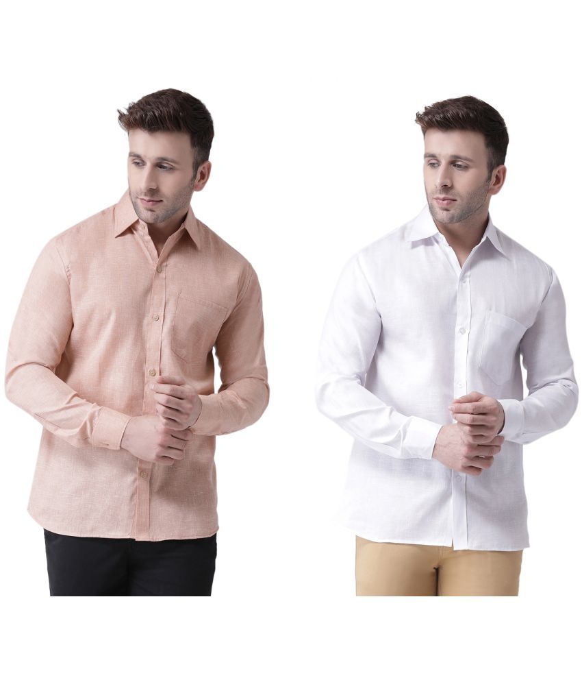     			RIAG 100% Cotton Regular Fit Self Design Full Sleeves Men's Casual Shirt - Off White ( Pack of 2 )