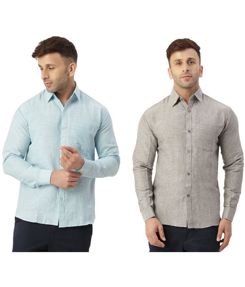     			RIAG 100% Cotton Regular Fit Solids Full Sleeves Men's Casual Shirt - Grey ( Pack of 2 )