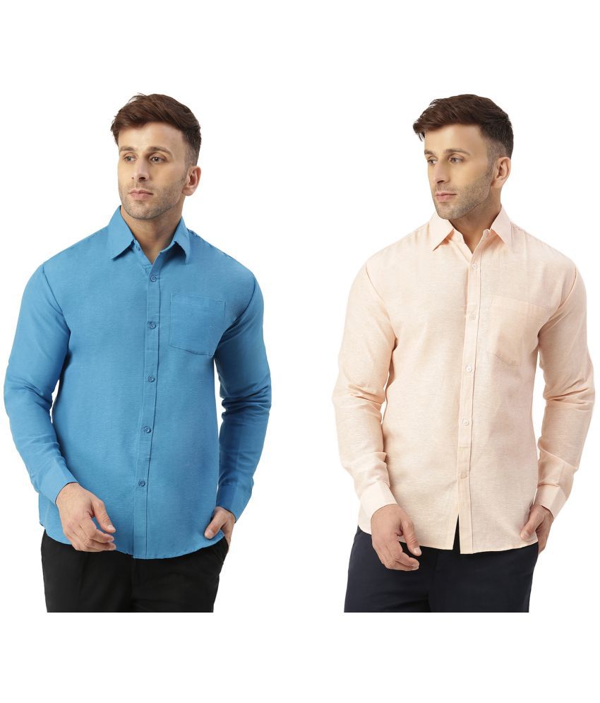     			RIAG 100% Cotton Regular Fit Solids Full Sleeves Men's Casual Shirt - Peach ( Pack of 2 )