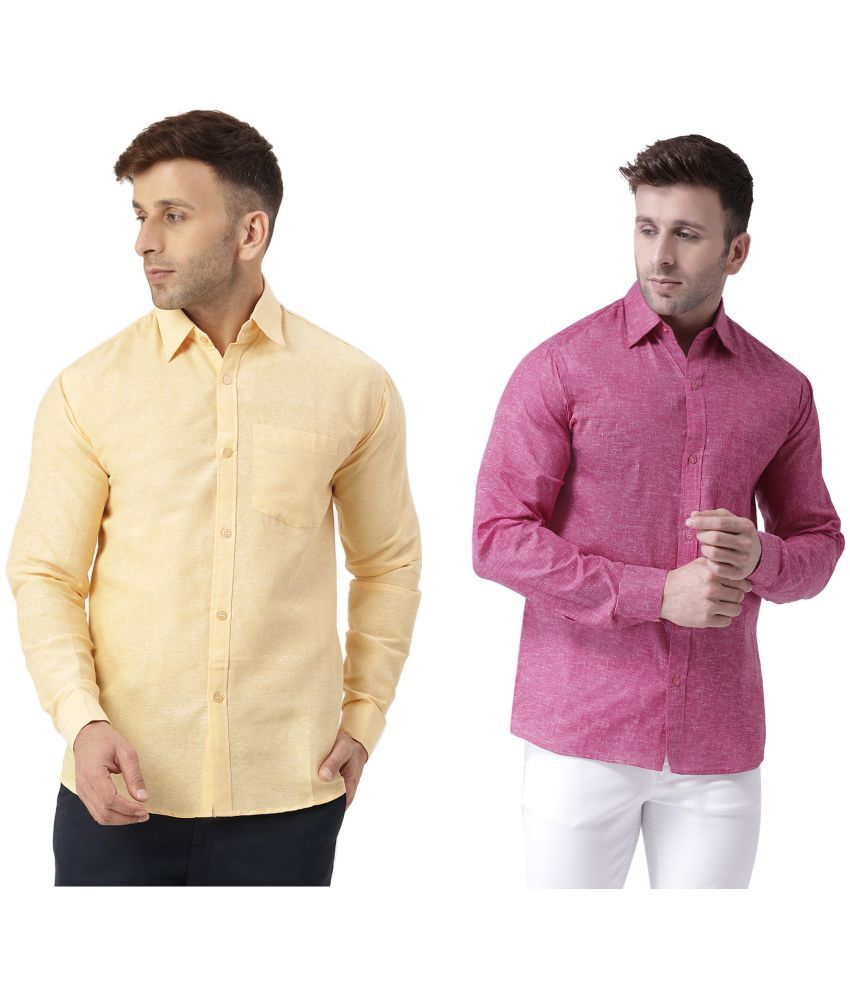     			RIAG 100% Cotton Regular Fit Solids Full Sleeves Men's Casual Shirt - Magenta ( Pack of 2 )