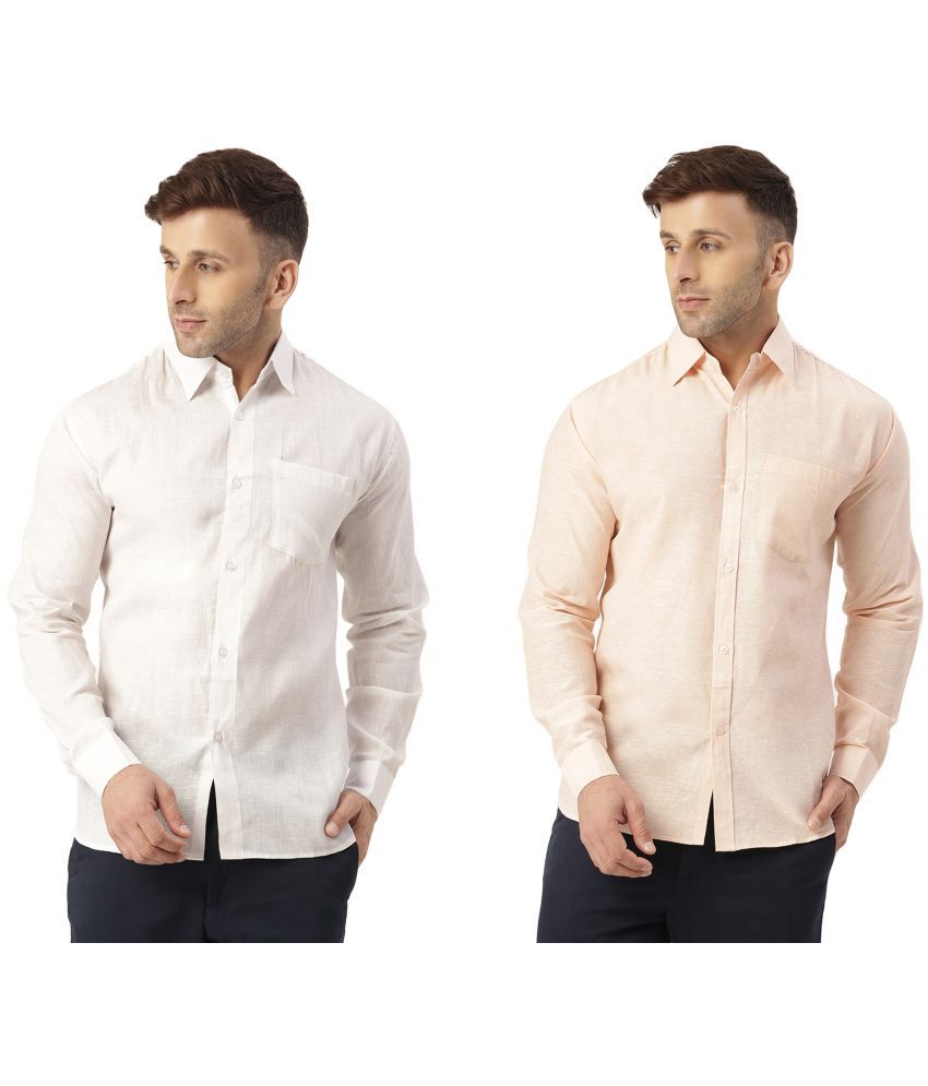     			RIAG 100% Cotton Regular Fit Solids Full Sleeves Men's Casual Shirt - Peach ( Pack of 2 )