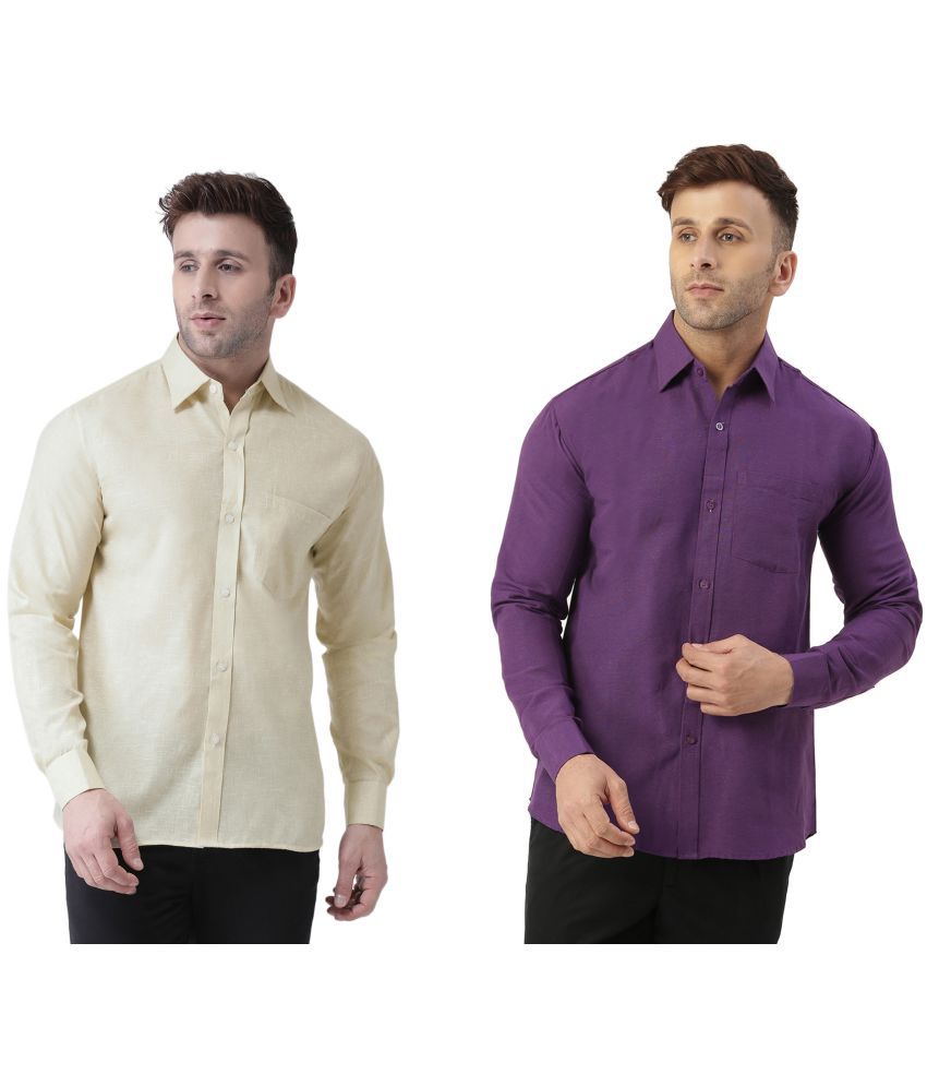     			RIAG 100% Cotton Regular Fit Solids Full Sleeves Men's Casual Shirt - Purple ( Pack of 2 )