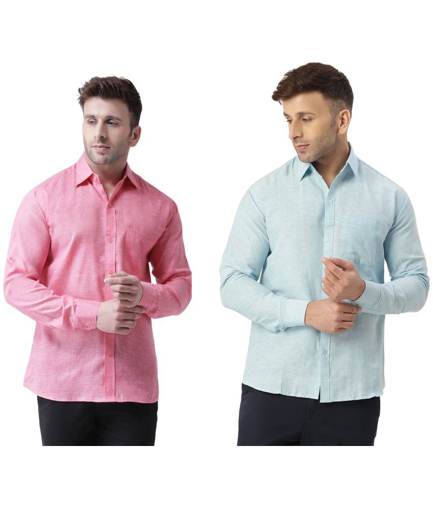     			RIAG 100% Cotton Regular Fit Solids Full Sleeves Men's Casual Shirt - Light Blue ( Pack of 2 )
