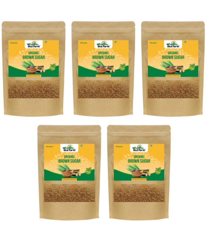     			ved farm 100% Vegan Unrefined Raw Brown Sugar Crystal 500 g Pack of 5