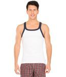 Jockey US27 Men Super Combed Cotton Gym Vest - White & Navy