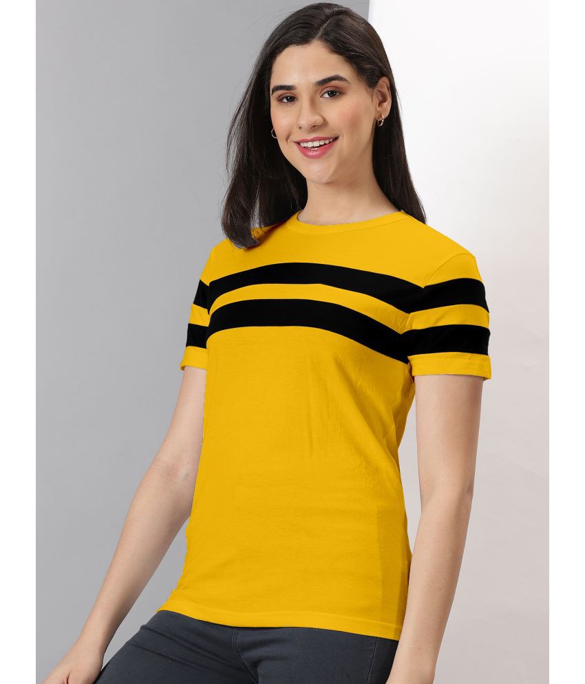     			AUSK Yellow Cotton Blend Regular Fit Women's T-Shirt ( Pack of 1 )