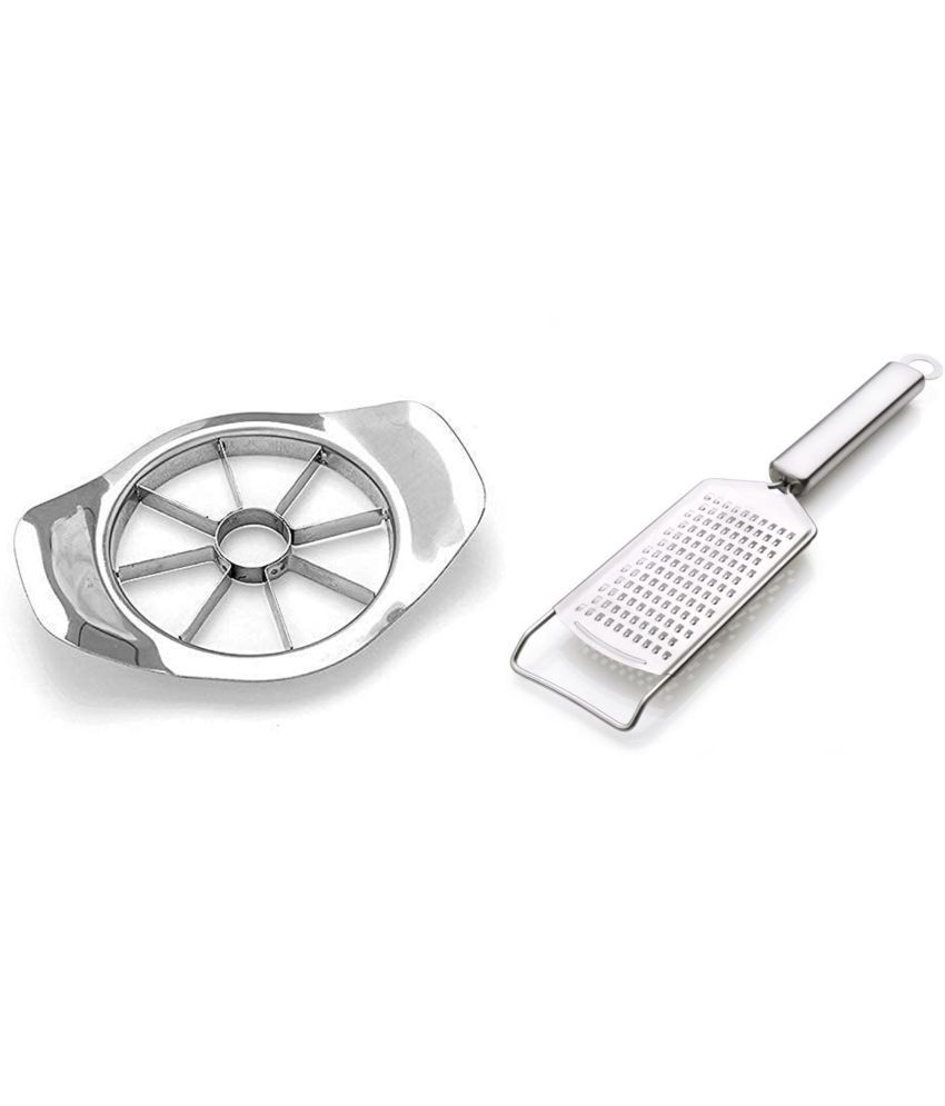     			Analog Kitchenware Silver Silver 8 Grid Apple Cutter And Cheese/Garlic Grater ( Set of 2 )