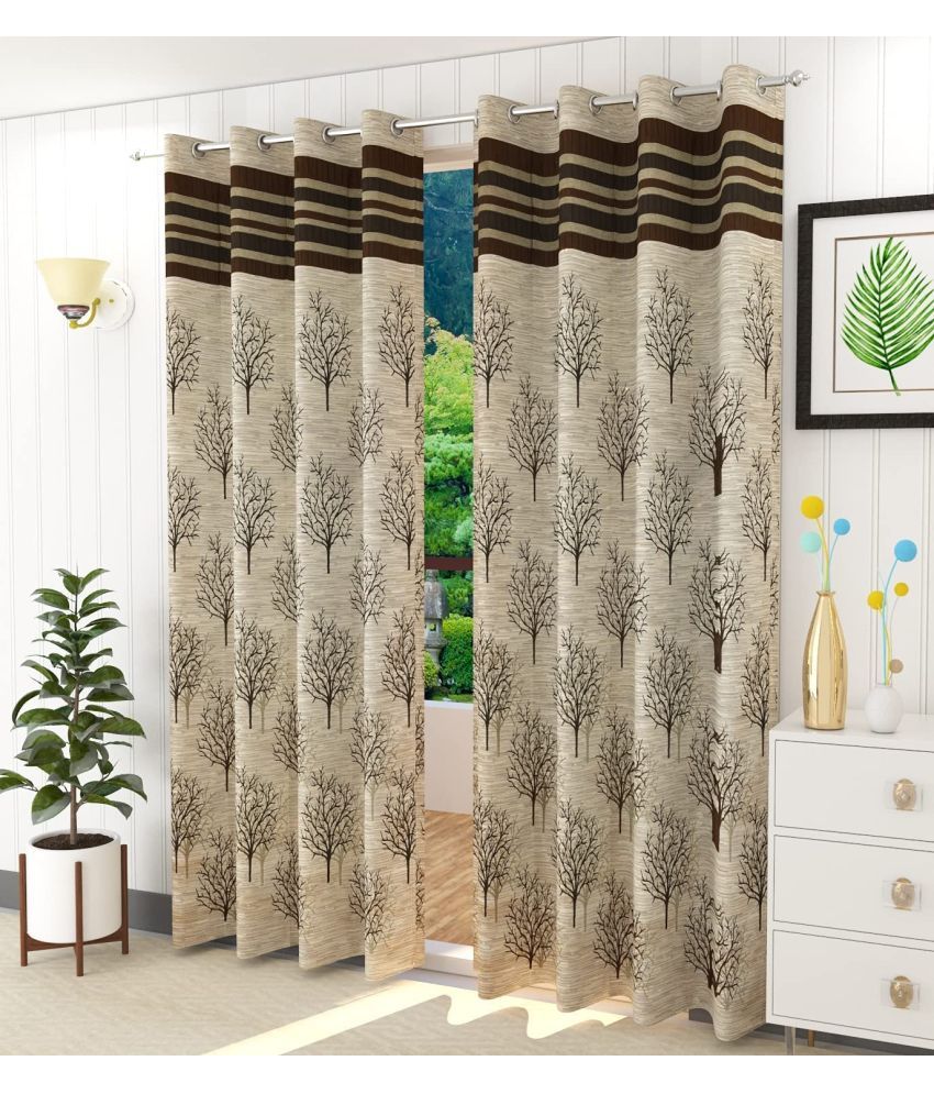     			FURNISHING HUT Nature Room Darkening Eyelet Curtain 5 ft ( Pack of 2 ) - Brown