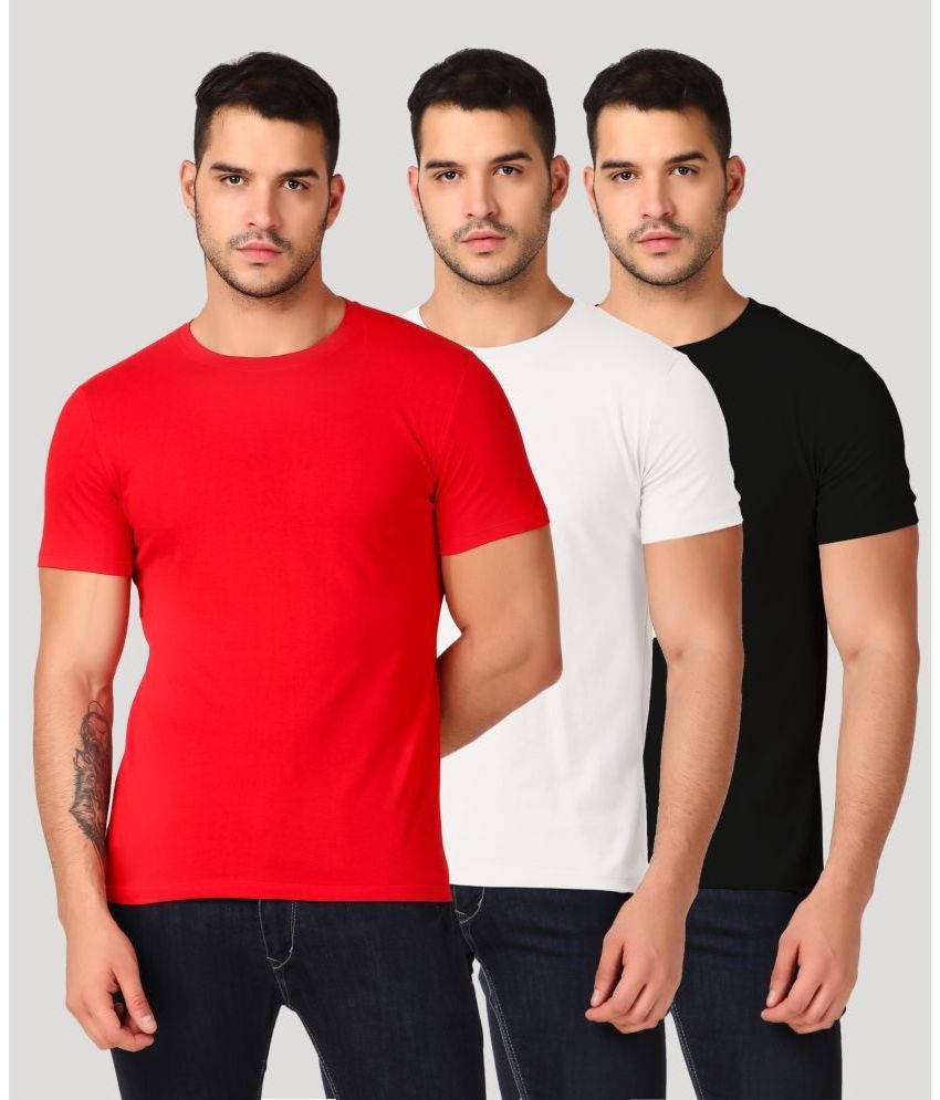     			Inner Element 100% Cotton Regular Fit Solid Half Sleeves Men's T-Shirt - Multicolor ( Pack of 3 )