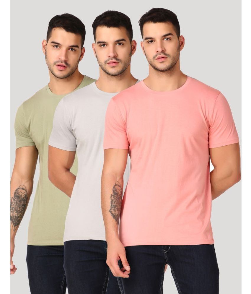     			Inner Element 100% Cotton Regular Fit Solid Half Sleeves Men's T-Shirt - Multicolor ( Pack of 3 )
