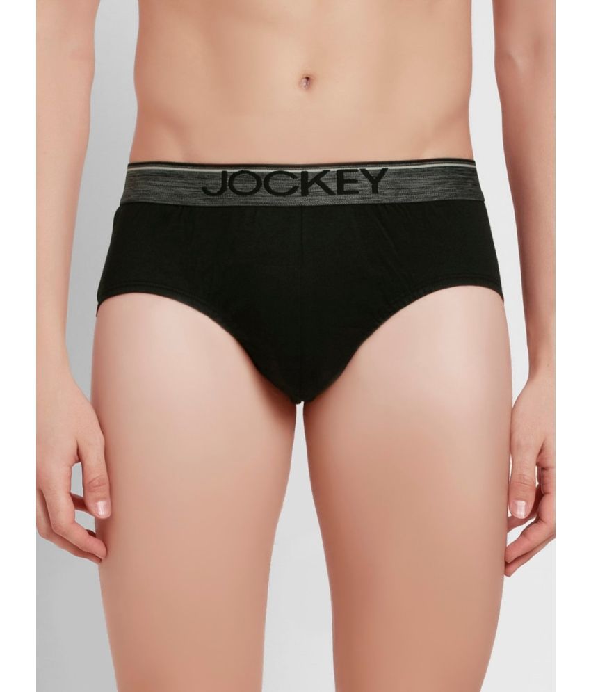     			Jockey 8037 Men Super Combed Cotton Solid Brief with Ultrasoft Waistband - Black