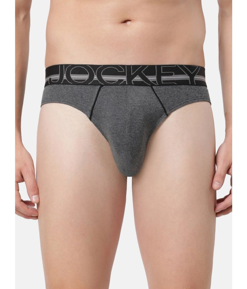     			Jockey US17 Men Super Combed Cotton Rib Solid Brief with Ultrasoft Waistband - Charcoal Melange