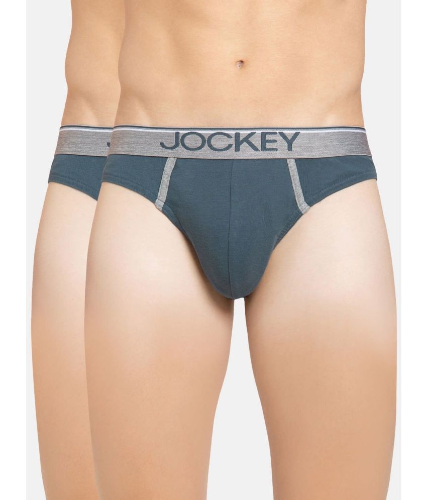     			Jockey 8044 Men Super Combed Cotton Rib Solid Brief with Ultrasoft Waistband-Deep Slate (Pack of 2)
