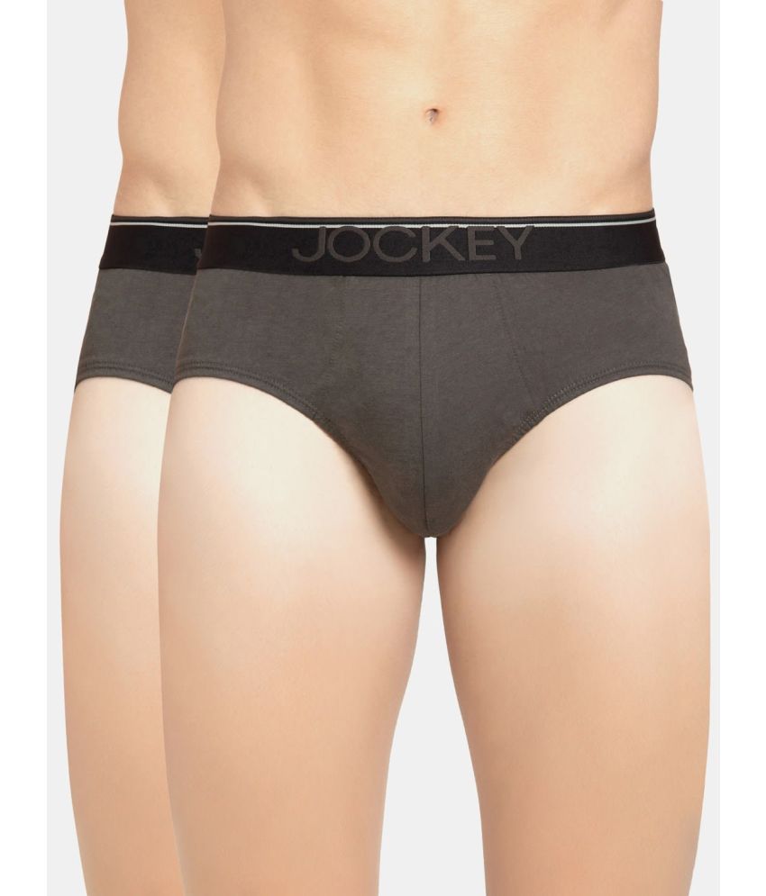     			Jockey 8037 Men Super Combed Cotton Solid Brief with Ultrasoft Waistband - Deep Olive (Pack of 2)