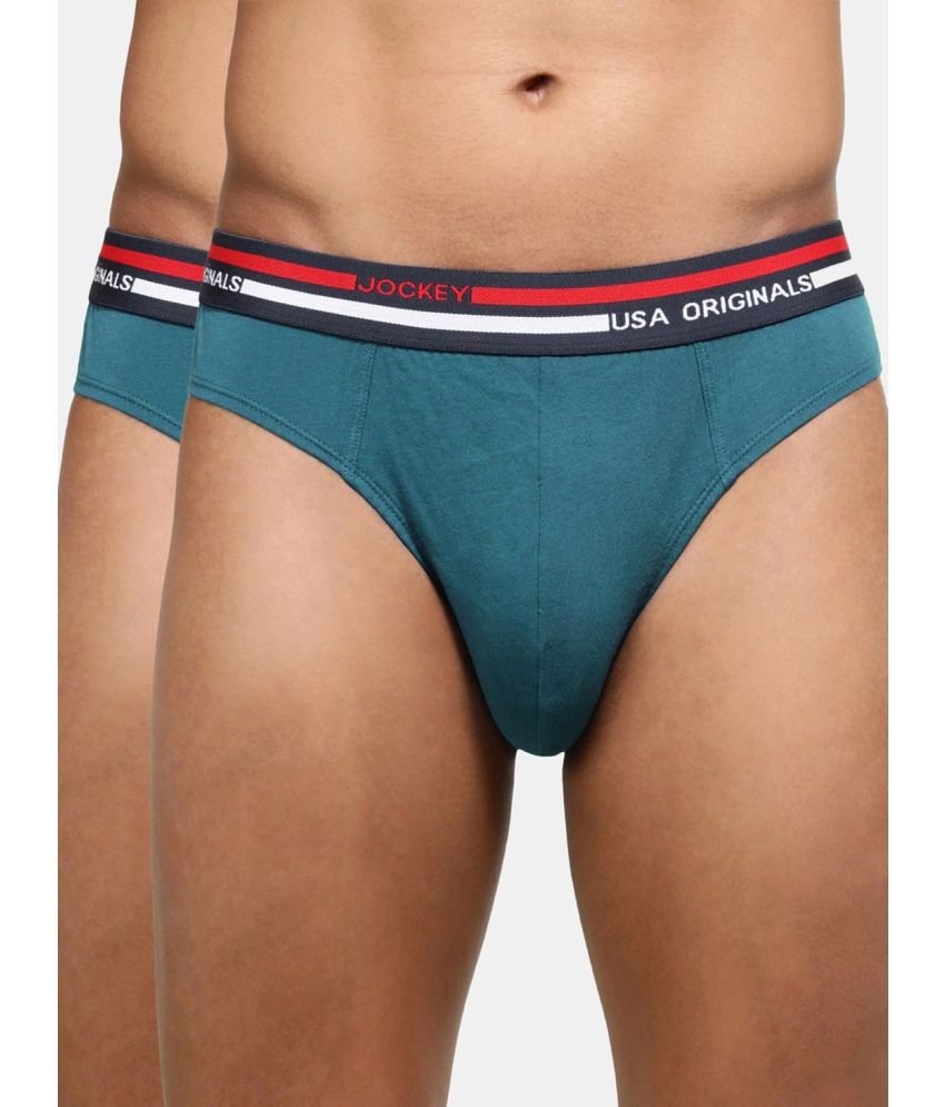    			Jockey US49 Men Super Combed Cotton Solid Brief with Ultrasoft Waistband - Seaport Teal (Pack of 2)