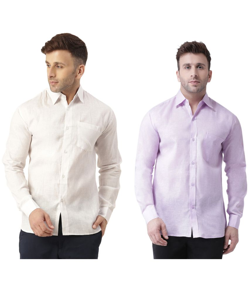     			KLOSET By RIAG 100% Cotton Regular Fit Solids Full Sleeves Men's Casual Shirt - Lavender ( Pack of 2 )