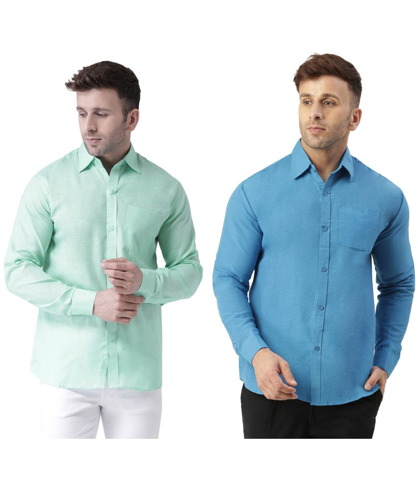     			KLOSET By RIAG 100% Cotton Regular Fit Solids Full Sleeves Men's Casual Shirt - Blue ( Pack of 2 )