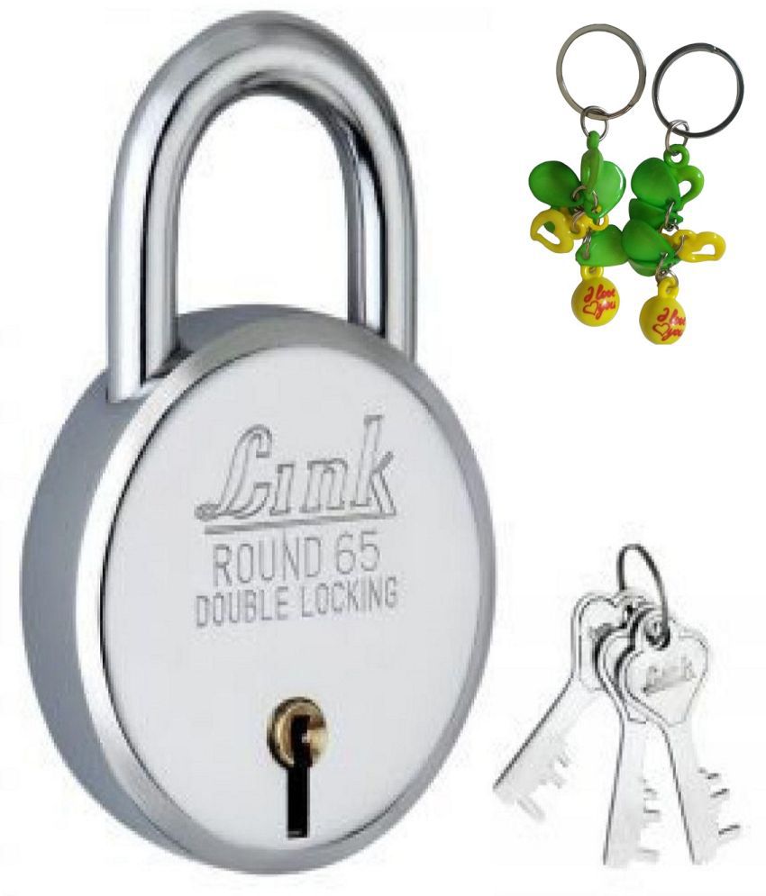     			Link Lock Steel Round 65mm Double Locking with 3 Keys, Keys are not Interchangeable Security Ensured Padlock with multi plastic