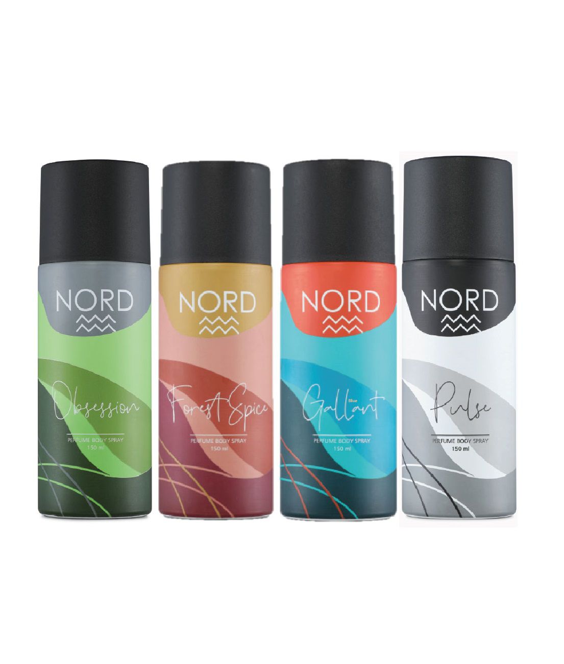     			NORD Deodorant Body Spray - Obsession, Forest Spice, Gallant and Pulse 150 ml each (Pack of 4)