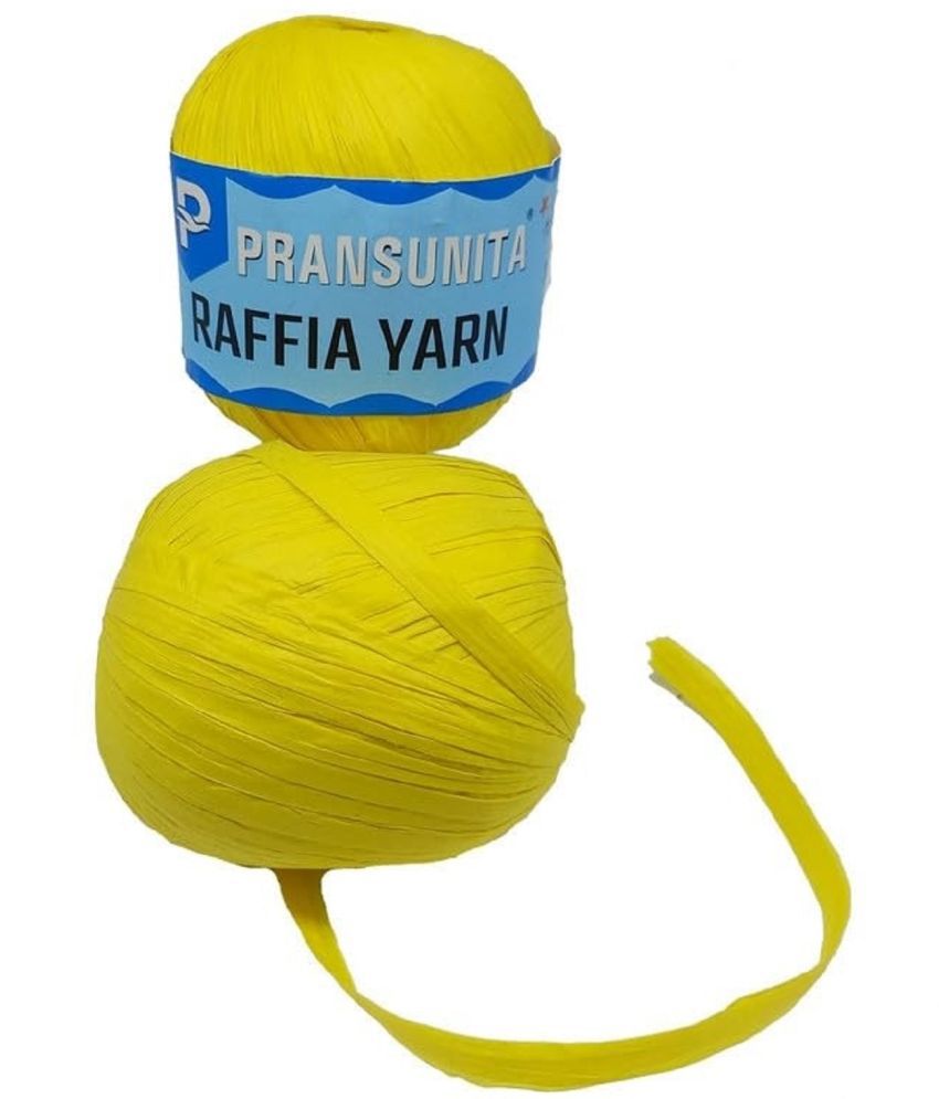     			PRANSUNITA Raffia Twine Yarn Eco Friendly Paper String Rope for Hand Knitting/Crochet/Gift Wrapping Christmas Florist DIY Decoration - Width 3 cm x 70 MTS (50 GMS)- Pack of 1 Rolls