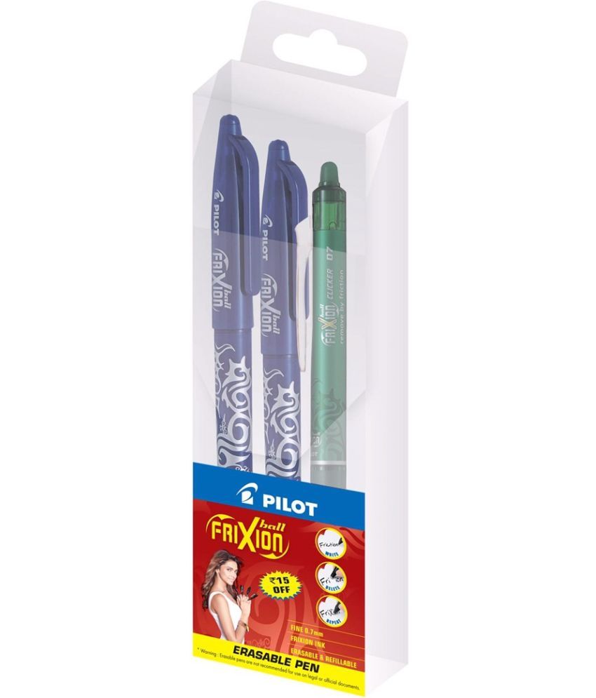     			Pilot Frixion Roller Pen Blue 2 and Frixion Clicker Green 1