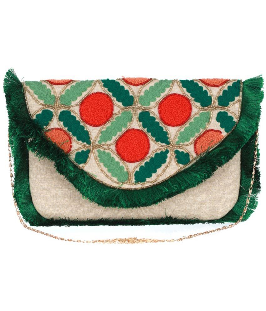     			Priyassi Sling Bag Fabric Set of 1 ( Green )