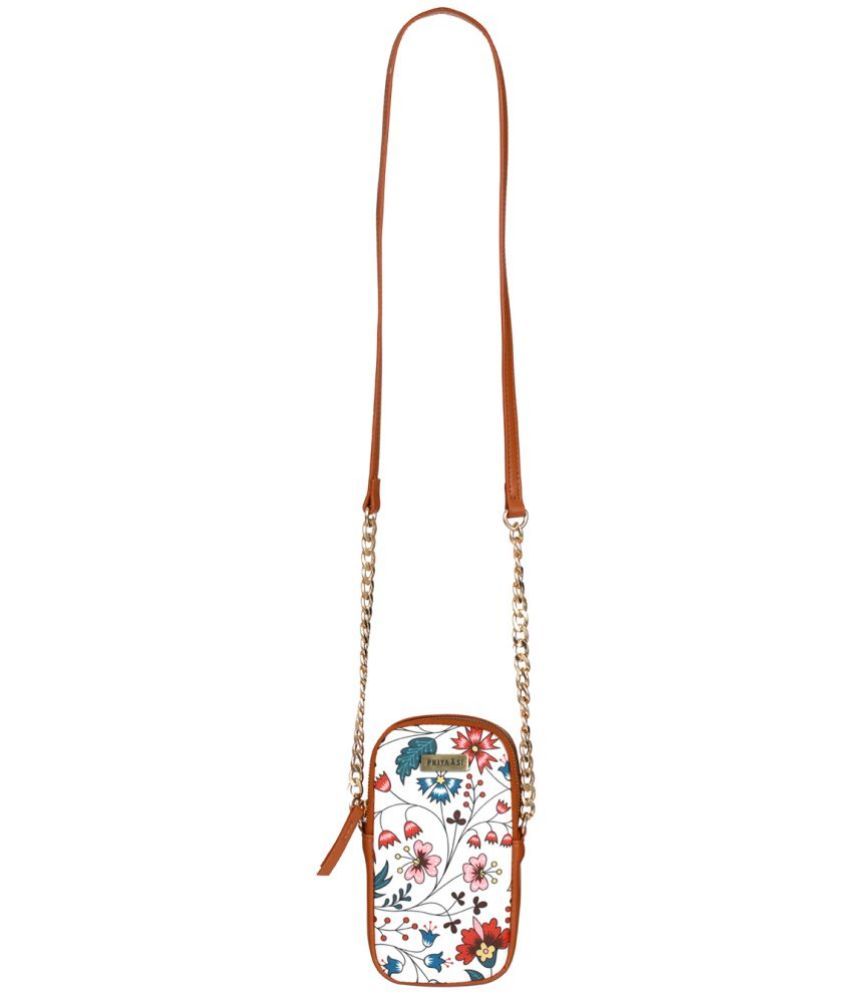     			Priyassi White PU Sling Bag