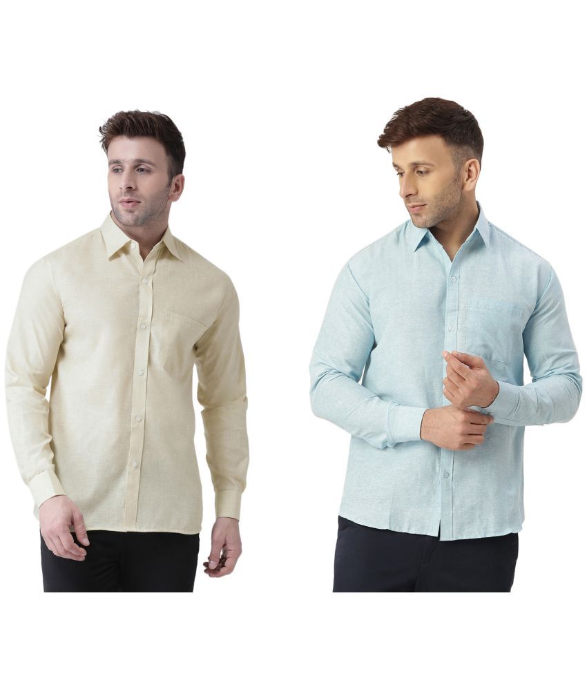     			RIAG 100% Cotton Regular Fit Solids Full Sleeves Men's Casual Shirt - Light Blue ( Pack of 2 )