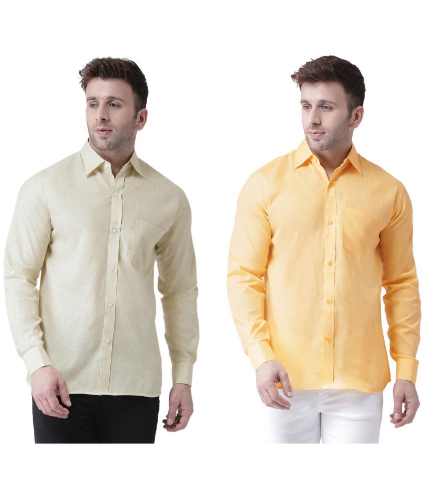     			RIAG 100% Cotton Regular Fit Solids Full Sleeves Men's Casual Shirt - Yellow ( Pack of 2 )