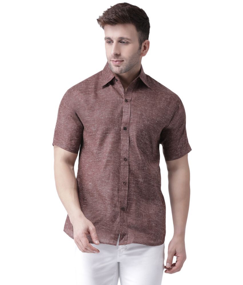     			RIAG 100% Cotton Regular Fit Self Design Half Sleeves Men's Casual Shirt - Brown ( Pack of 1 )