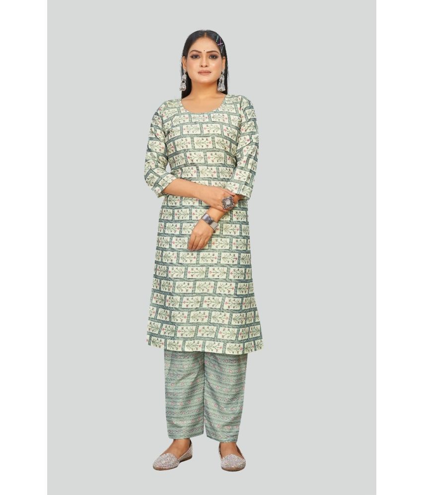     			Sitanjali Lifestyle Cotton Blend Printed Straight Women's Kurti - Grey ( Pack of 1 )