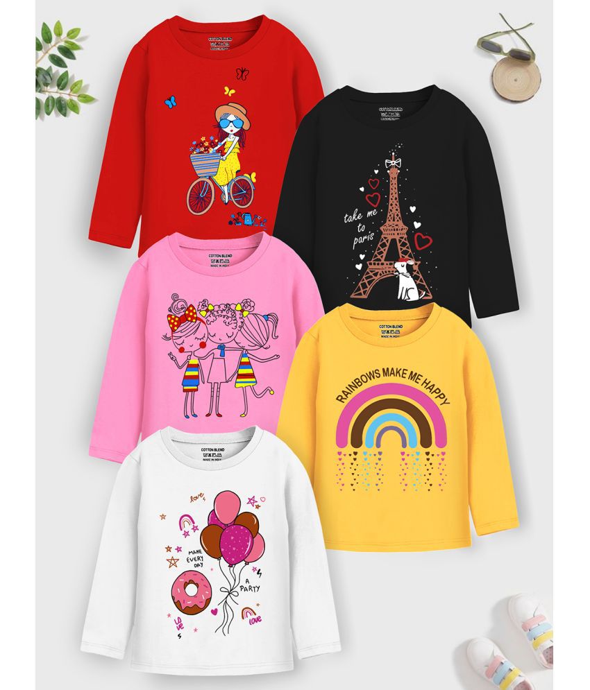     			Trampoline Multi Cotton Blend Girls T-Shirt ( Pack of 5 )