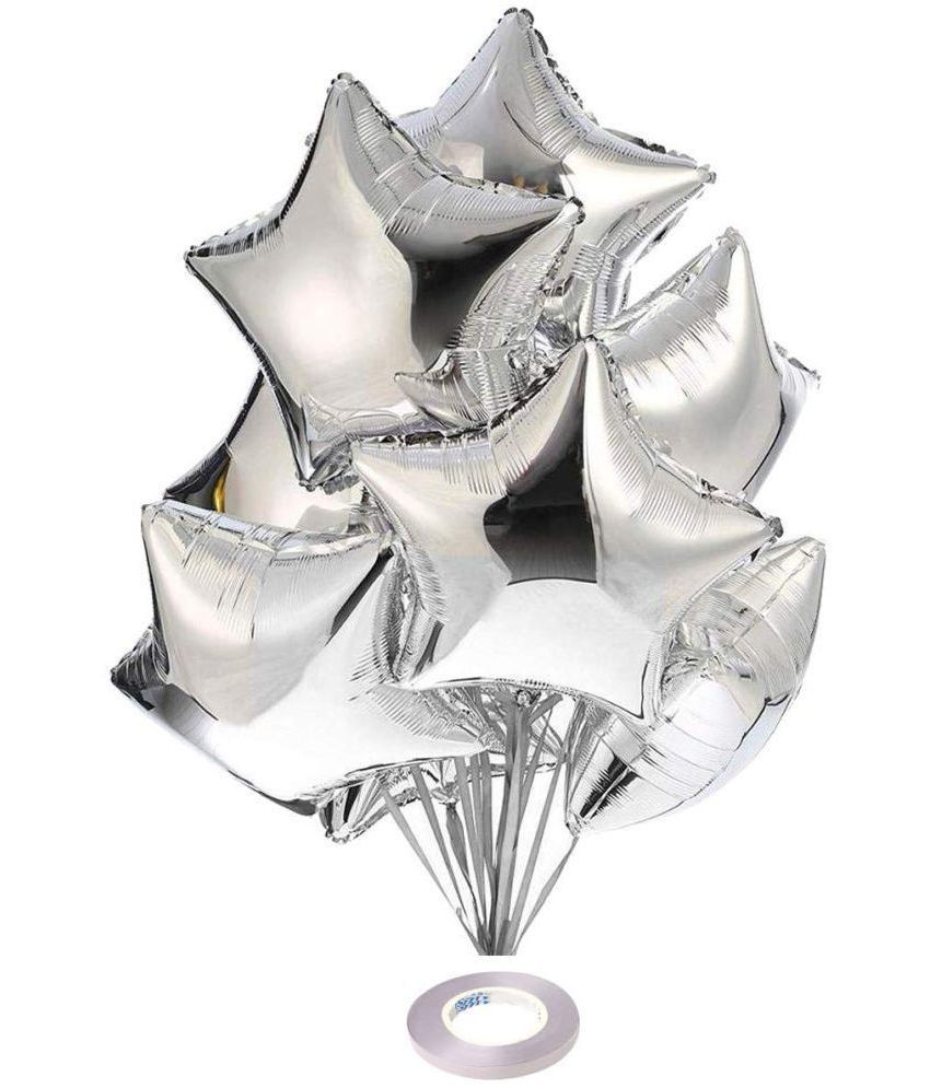     			Urban Classic 5Pcs 18" Silver Star Foil Balloons For Girls,Boys for Birthday, Anniversary, Bachelorette, Bridal Shower, New Year, Graduation, Retirement, Festival decoration