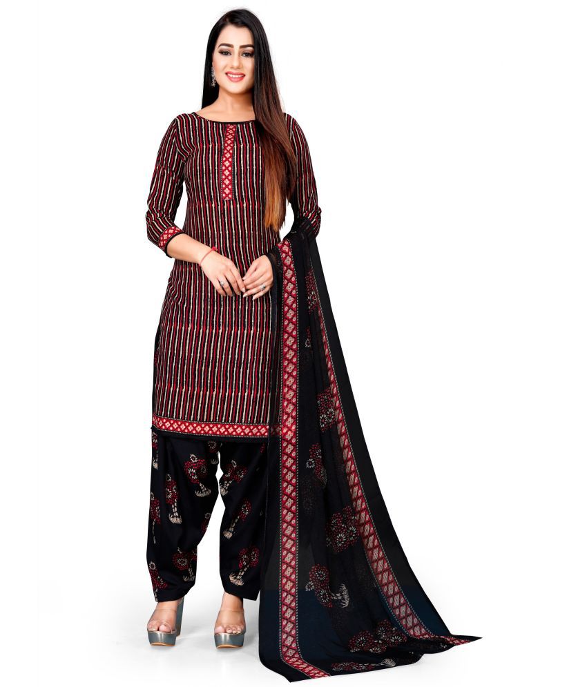     			WOW ETHNIC Unstitched Crepe Striped Dress Material - Multicolor ( Pack of 1 )
