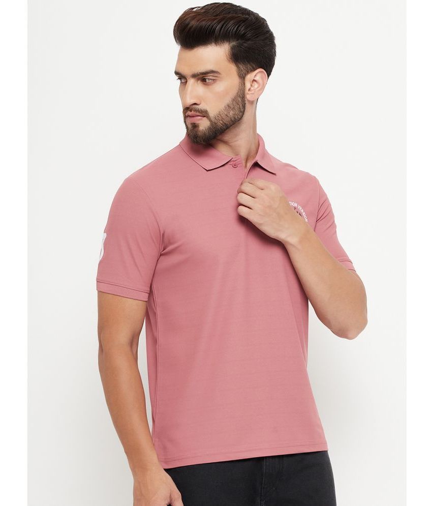     			renuovo Cotton Blend Regular Fit Embroidered Half Sleeves Men's Polo T Shirt - Pink ( Pack of 1 )