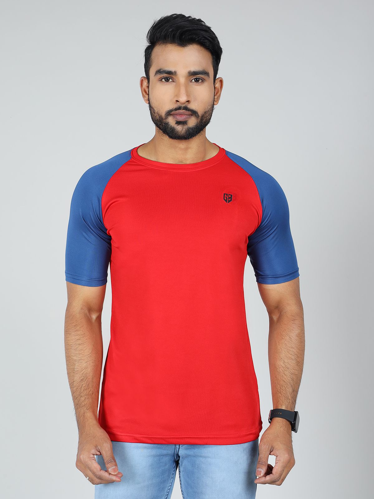     			GAME BEGINS Polyester Regular Fit Colorblock Half Sleeves Men's T-Shirt - Red ( Pack of 1 )
