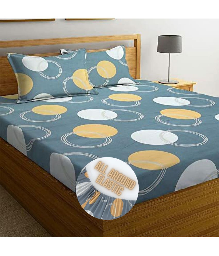     			HIDECOR Microfibre Abstract 1 Bedsheet with 2 Pillow Covers - Gray