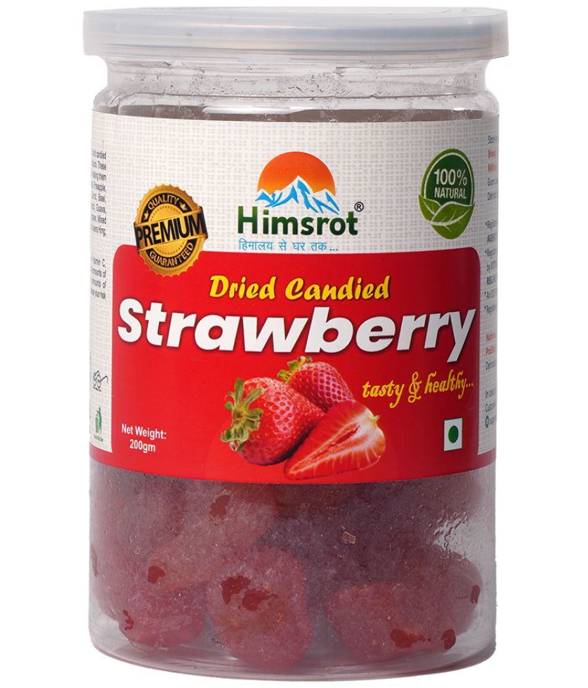     			Himsrot Dried Strawberry Candy from Himalayas | 100% Natural Sun Dried Strawberries Candied - Strawberry Dry Fruits 200 gms Resealable Jar